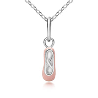 Light Enamel Pink Children's Ballet Slipper Pendant on 925 Sterling Silver Italian Necklace Chain