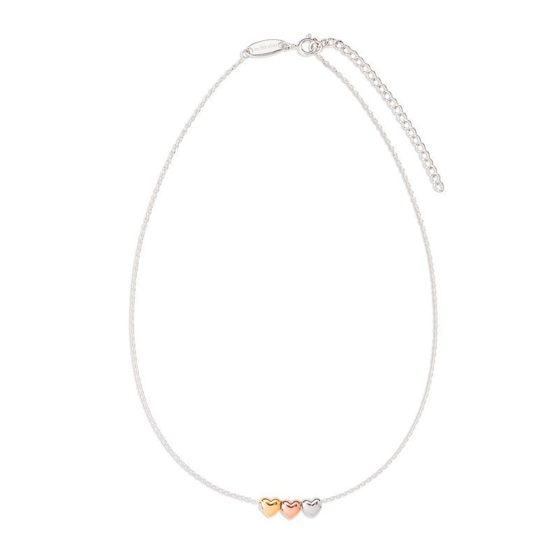 Children's Heart Necklace - Three hearts, three-toned jewellery