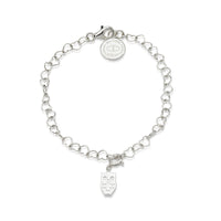 Silver Owl Charm in Sterling Silver on a children's charm bracelet