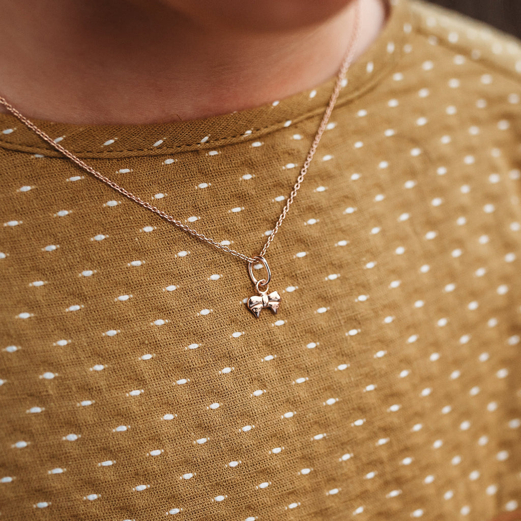 Ribbon Bow Pendant in Rose Gold Vermeil