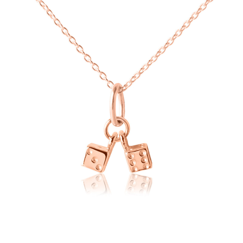 Twinning Dice Pendant & Necklace - Rose Gold