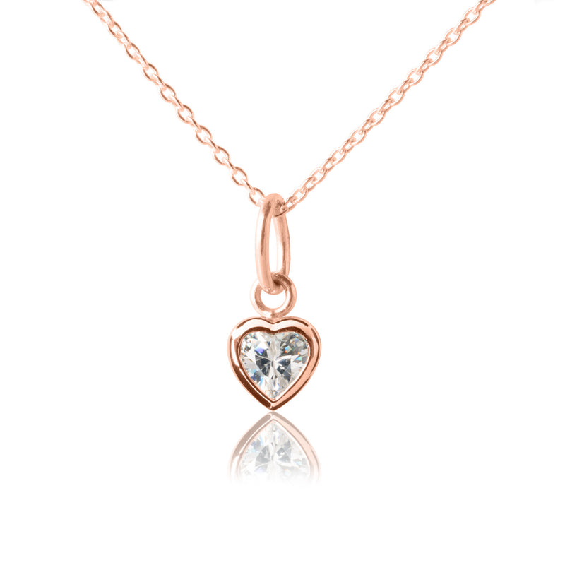Kid's Heart Necklace - Heart Pendant Rose Gold
