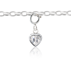 Children's Silver Heart Charm on kid's Charm Bracelet